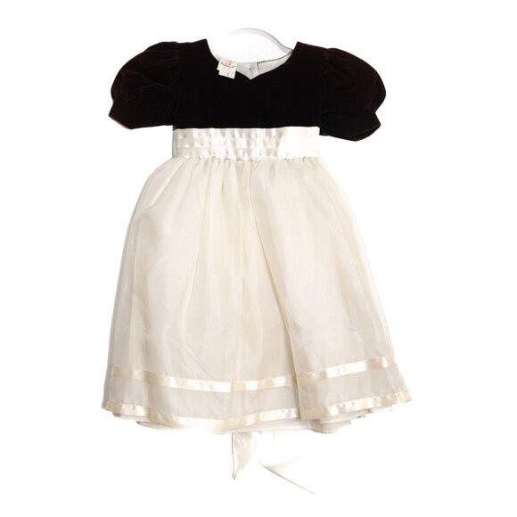 Popaye's Size 2 Vintage Daisy Kingdom Girls Dress Black Velvet & White Tulle - Picture 1 of 8